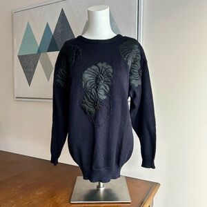 Miss Orly⎪Vintage Black Sweater With Appliques